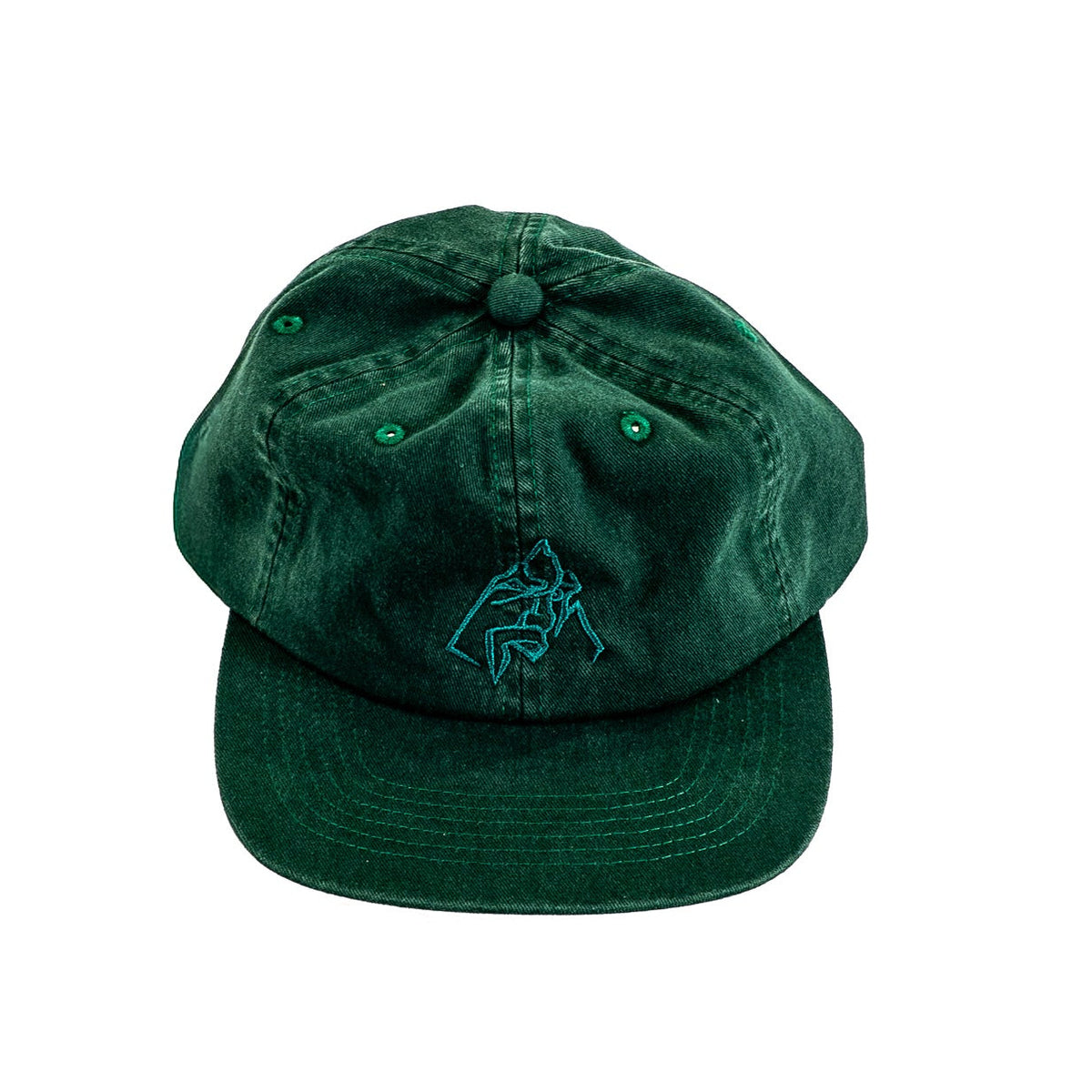 A dark green washed cotton baseball cap with a curved brim and a small embroidered CB Ink logo on the front.