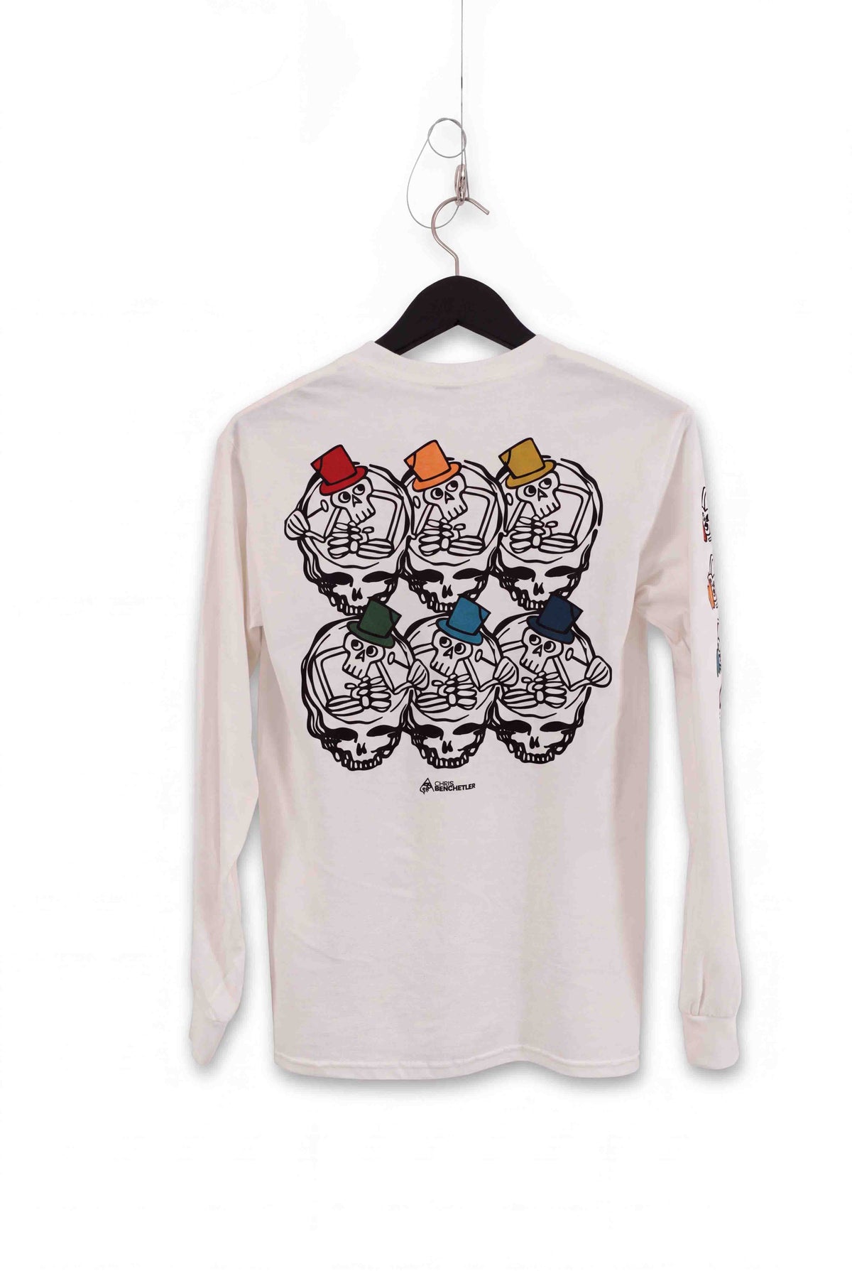 Long-Sleeve Shirt | Skelly Drummer - White